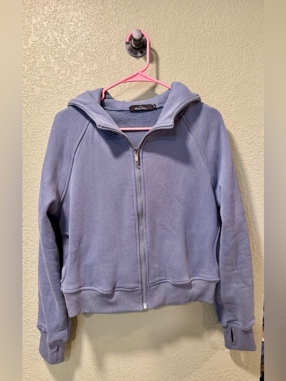 Trendy Queen Light Purple/Blue Zip-Up Hooded Sweatshirt M